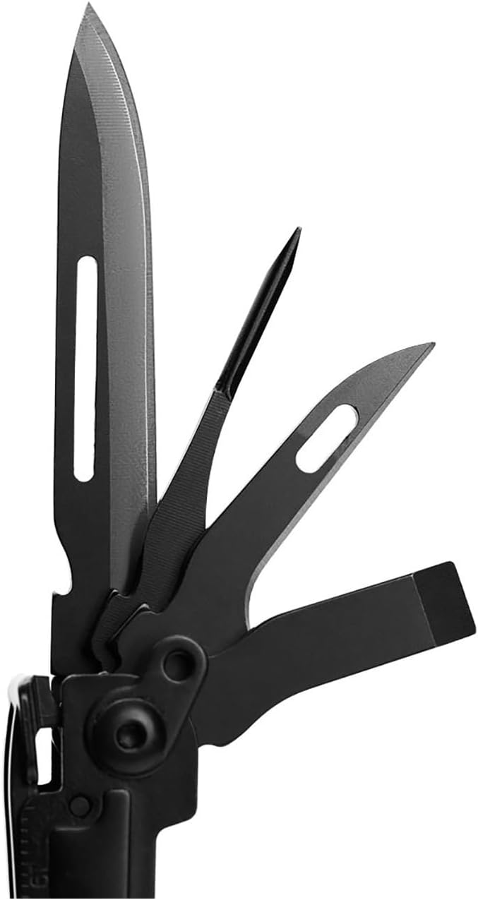 Lightweight One-Handed Stainless Steel Multi-Tool - 18 Tools, Black