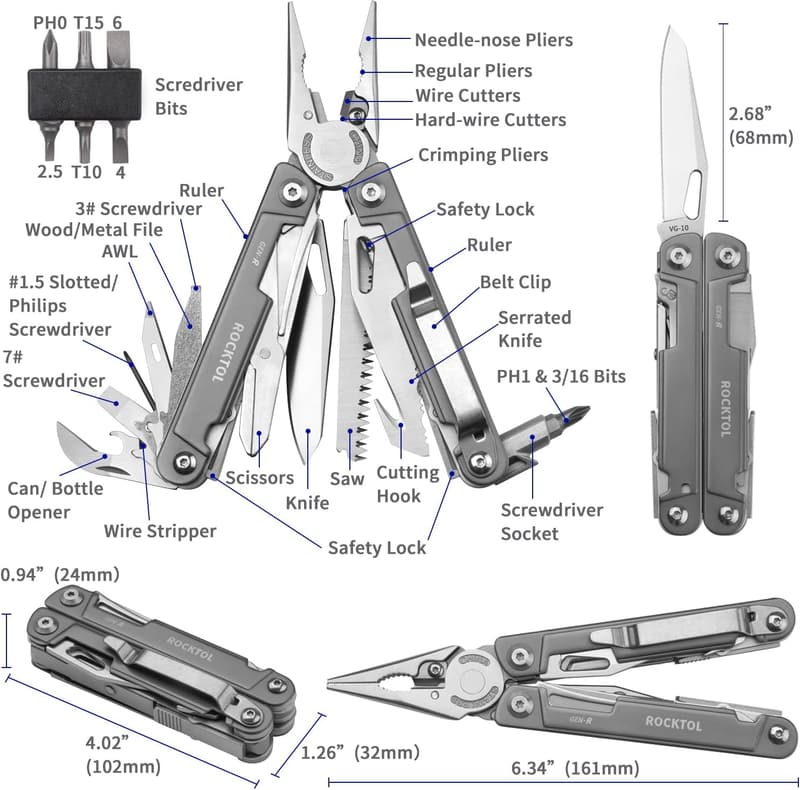 27-in-1 EDC Multitool Pliers with Titanium Handle