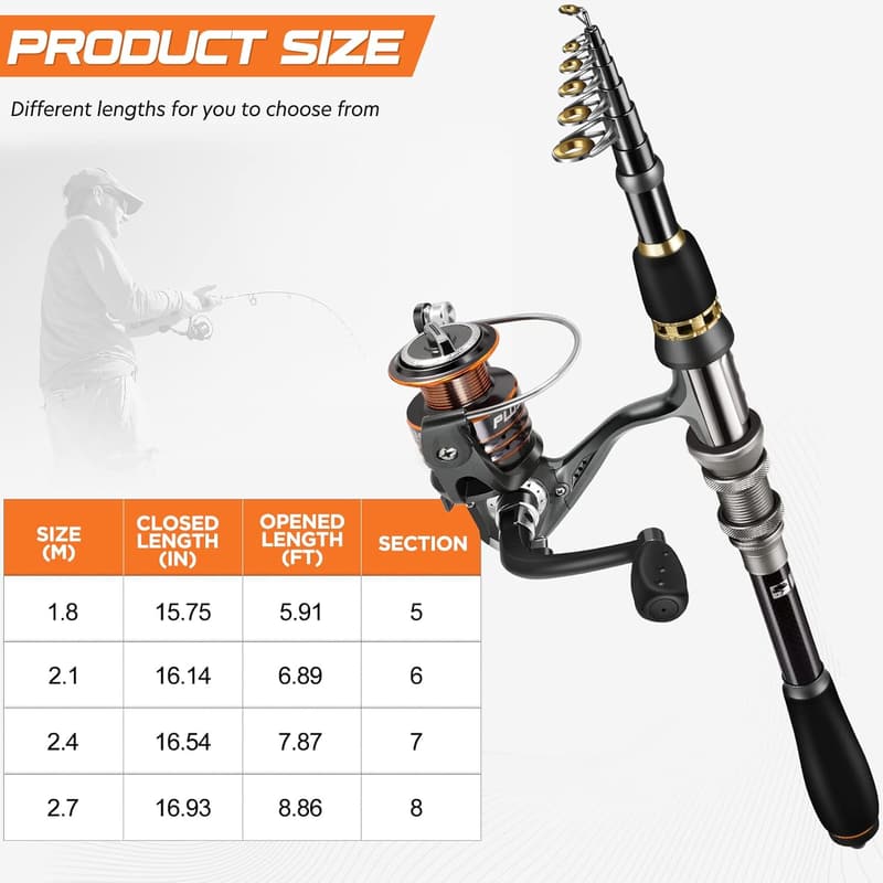 Telescopic Carbon Fiber Fishing Rod and Reel Combo for Men