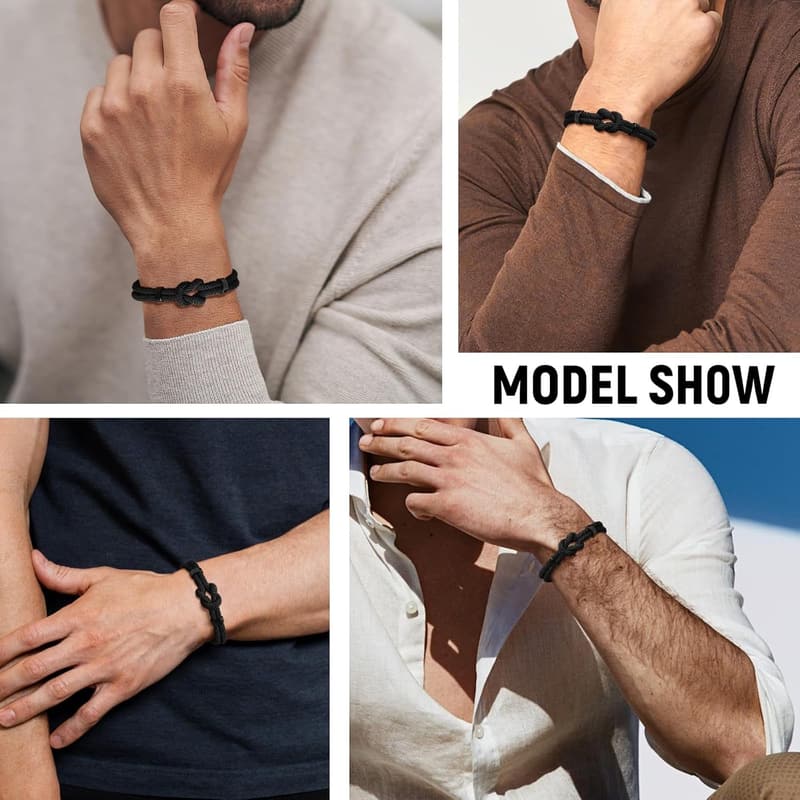 Men's Love Knot Braided Cord Bracelet - Infinity Design Gift