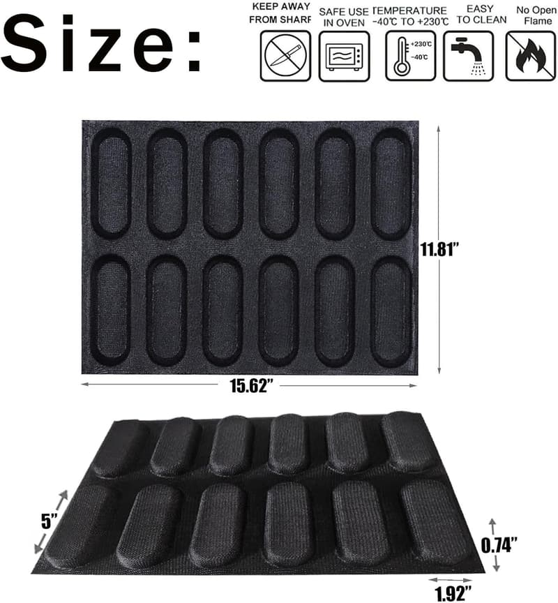Silicone Non-Stick Bread Loaf Pan for Baking Baguettes
