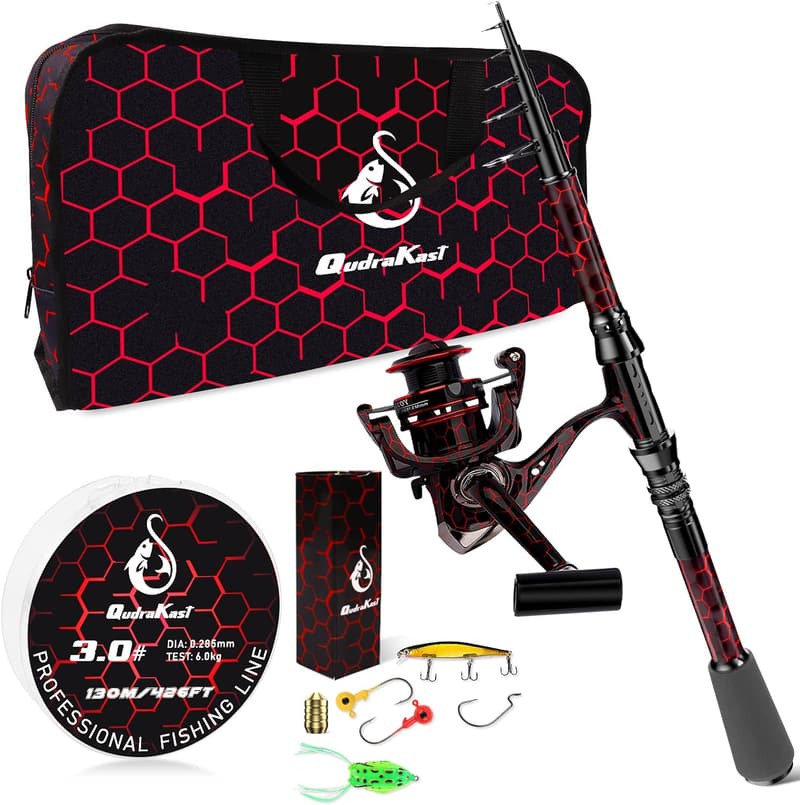 Telescopic Fishing Rod & Reel Combo with Carrier Bag