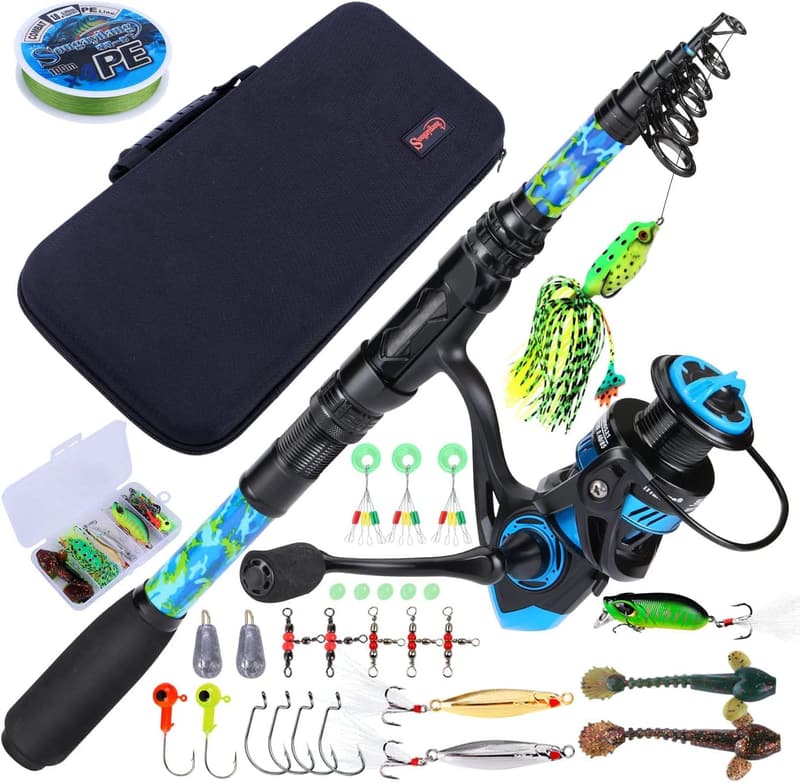 Telescopic Fishing Rod and Reel Combo with Carrier Bag