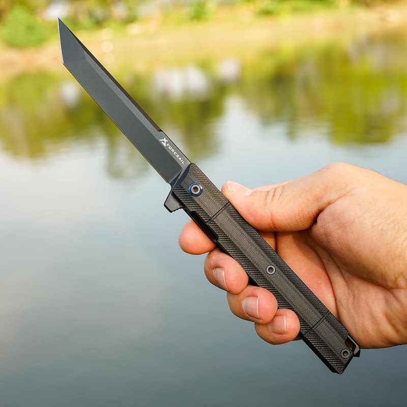Men's EDC Pocket Knife, DC53 Steel Blade with G10 Handle