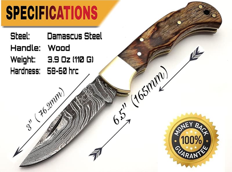 Handmade Damascus Folding Pocket Knife Set for Men