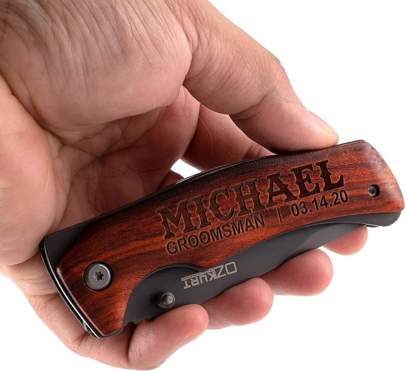 Personalized Engraved Pocket Knife Set for Groomsmen
