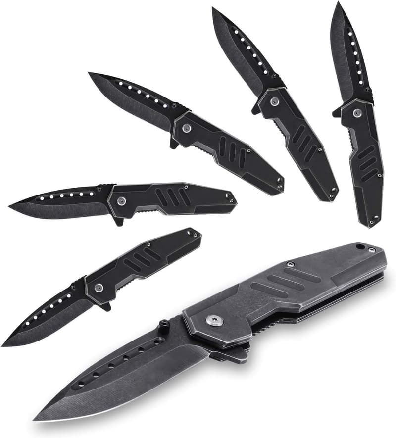 6-Pack Tactical Folding Pocket Knives for Men, Spring Assisted