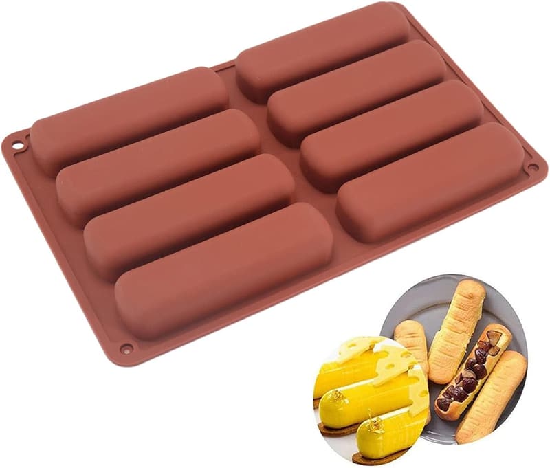 Silicone Eclair Baking Mold Set – 8 Non-Stick Shapes