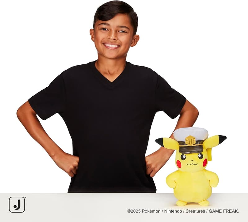 Captain Pikachu 8-Inch Plush Toy with Authentic Details