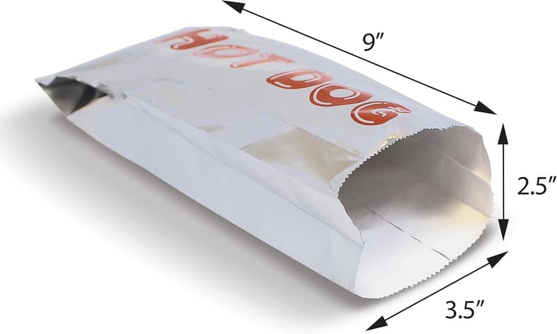 Insulated Disposable Hot Dog Foil Bags, 50 Pack