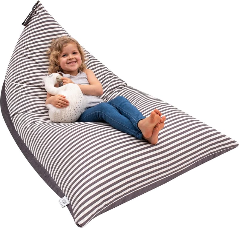 Extra Large Grey Stripe Stuffed Animal Storage Bean Bag Chair
