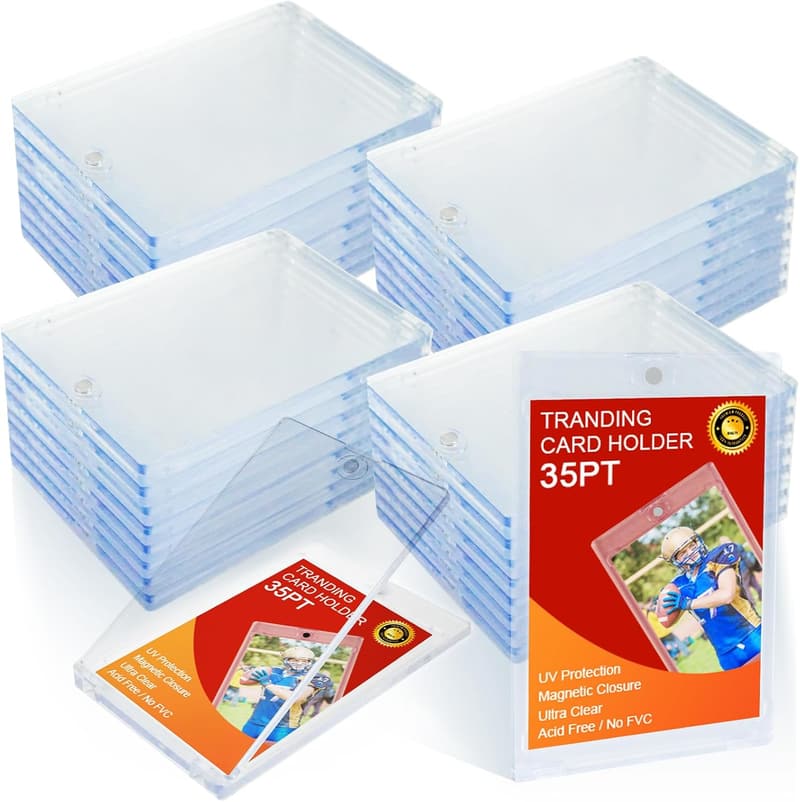 Magnetic Trading Card Holder - 100ct Clear Sleeves & Protectors