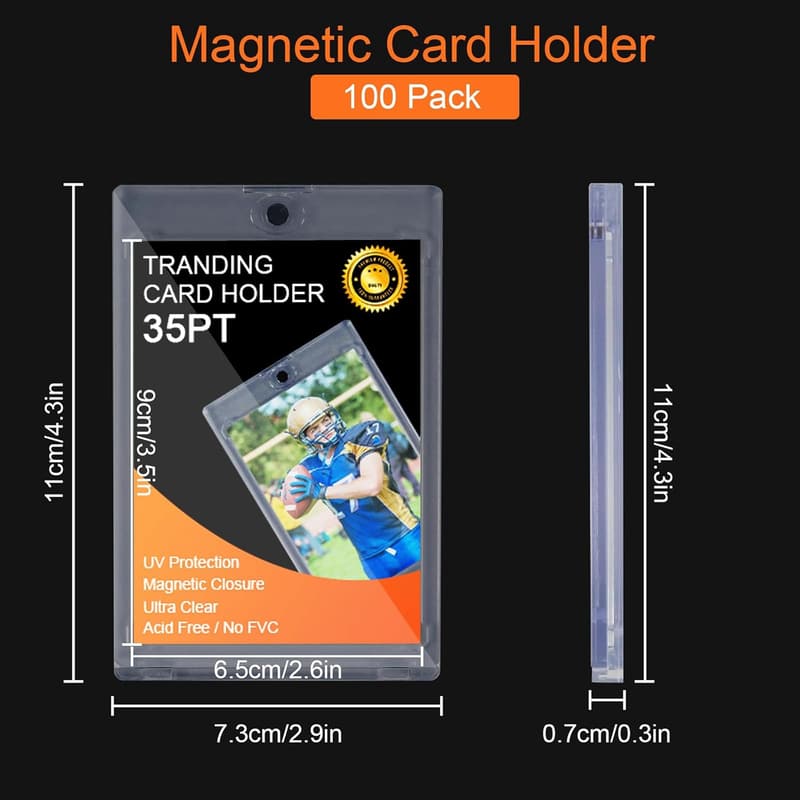 Magnetic Trading Card Holder - 100ct Clear Sleeves & Protectors