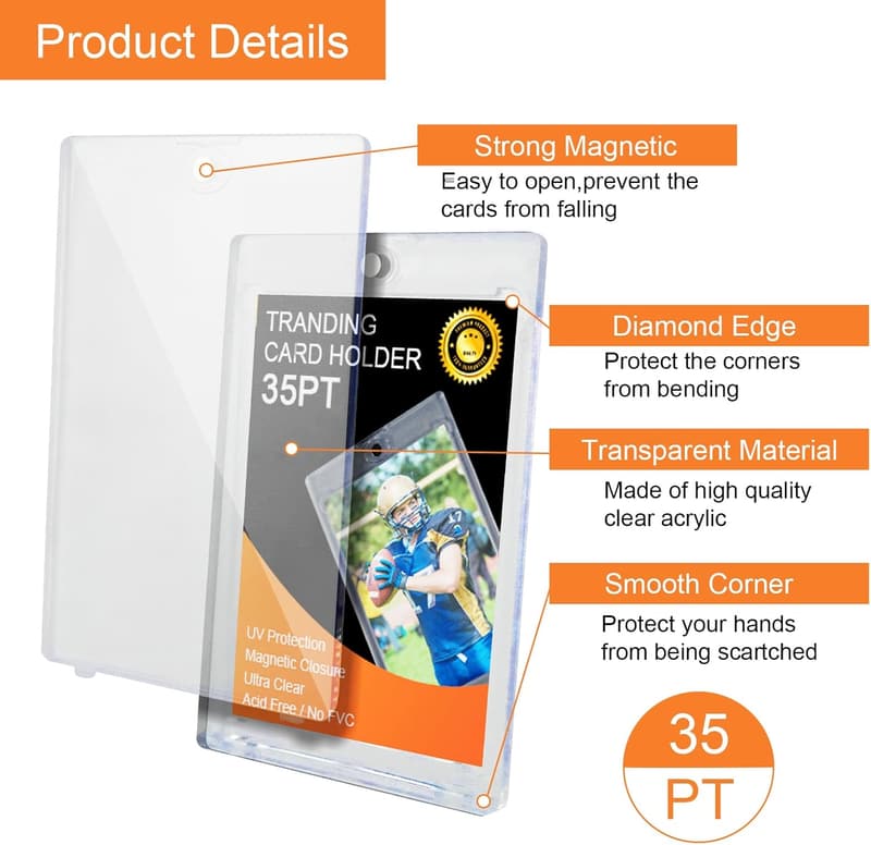 Magnetic Trading Card Holder - 100ct Clear Sleeves & Protectors