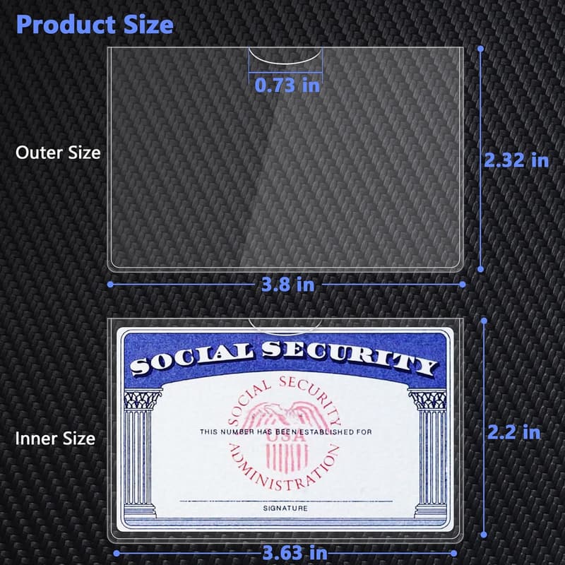 Card Protector Sleeves for Social Security and ID - 6 Pack