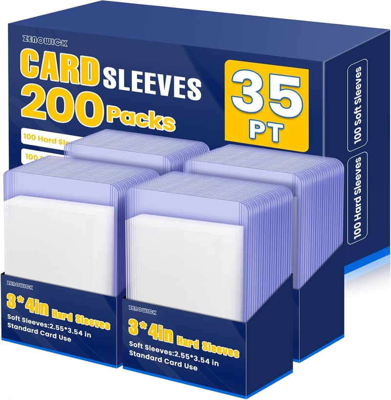 Baseball & Football Card Protectors - 200 Hard & Soft Sleeves