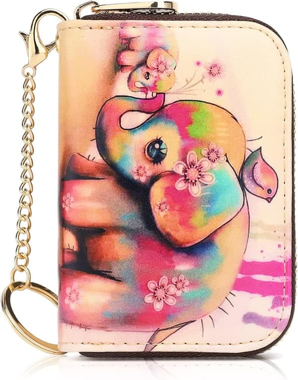 Leather Zipper RFID Credit Card Holder Wallet for Women