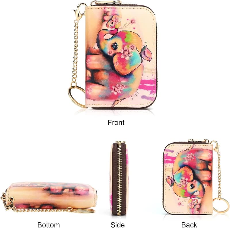 Leather Zipper RFID Credit Card Holder Wallet for Women