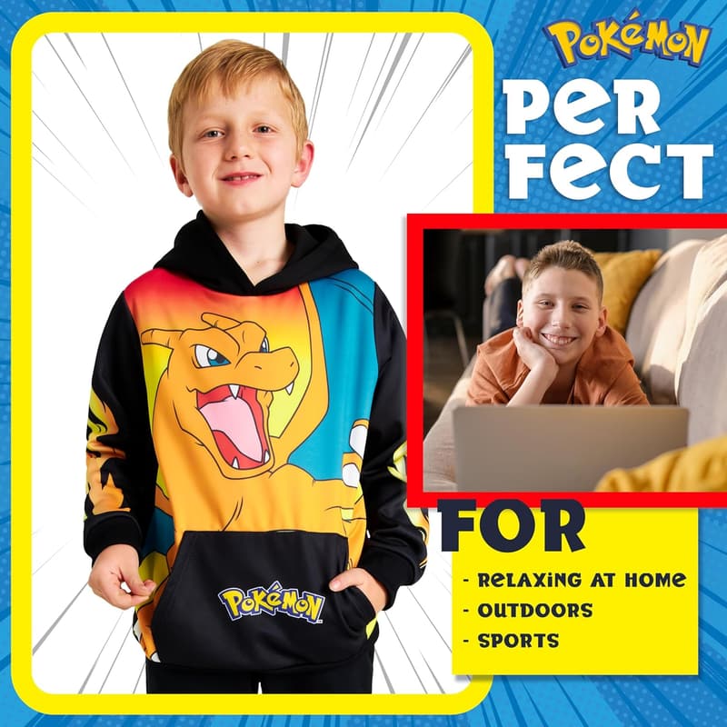 Pikachu Hoodie for Boys & Teens - Warm Anime Sweatshirt