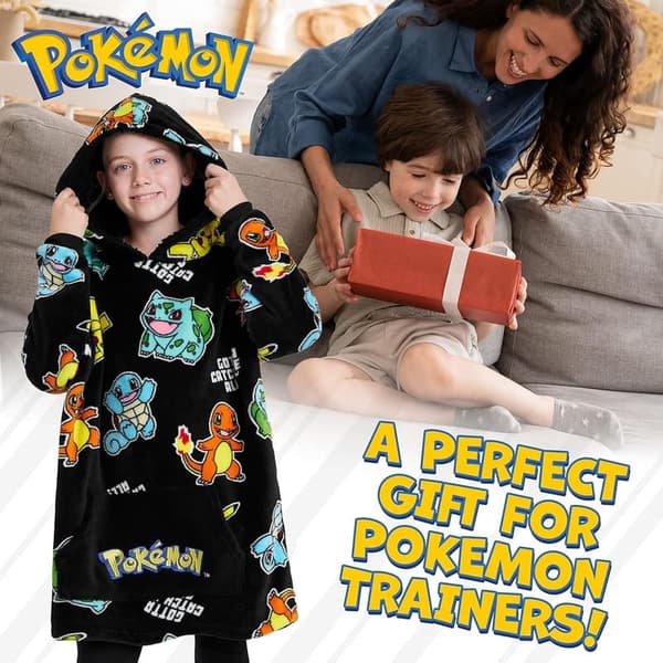 Cozy Pikachu Fleece Blanket Hoodie for Kids & Teens