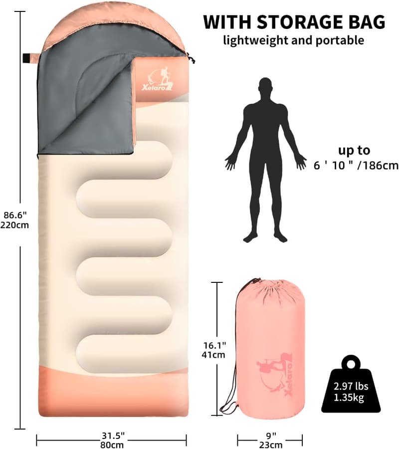 3-Season Waterproof Sleeping Bags for Camping & Hiking