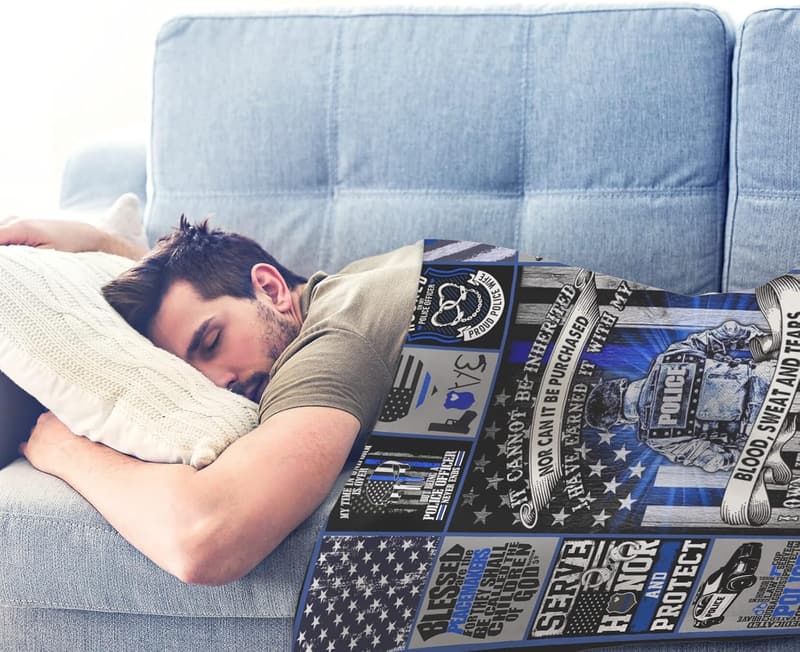 Blue Lives Matter Thin Blue Line Blanket - Police Gift for Men