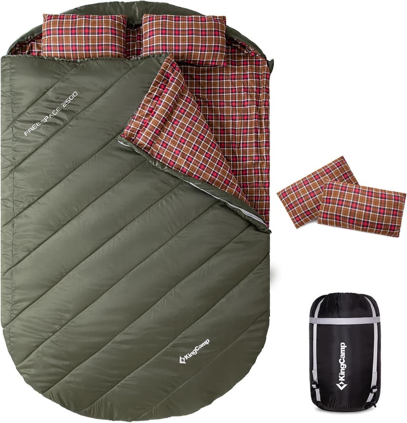 Queen Size Double Sleeping Bag for Couples, Waterproof Flannel