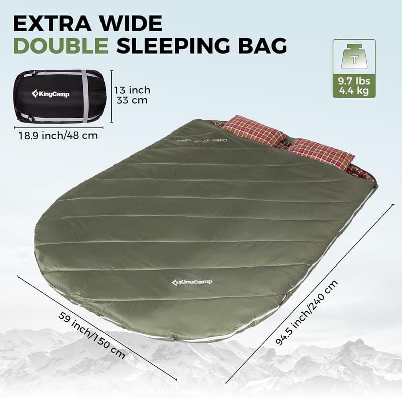 Queen Size Double Sleeping Bag for Couples, Waterproof Flannel