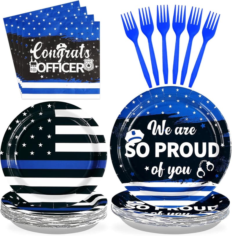 Police Academy Graduation Party Supplies - 96 pcs Theme Set