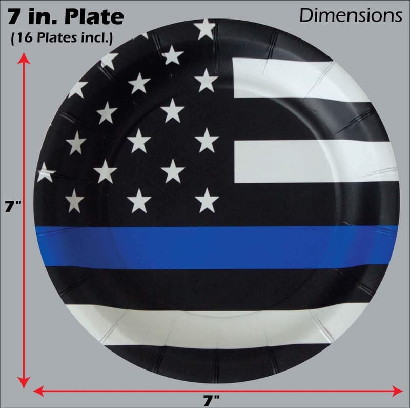 Thin Blue Line Party Supplies for 16 with Plates & Napkins