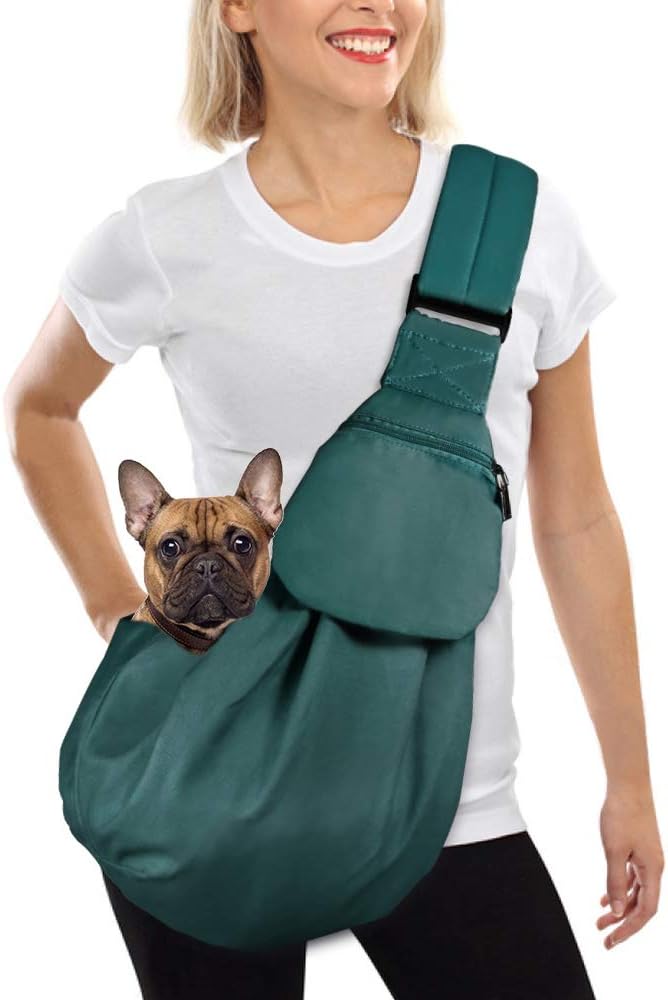 Small Pet Sling Carrier with Adjustable Strap and Safety Belt