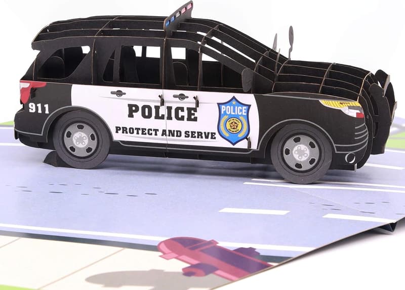Father's Day 3D Police Car Pop-Up Card for Officers