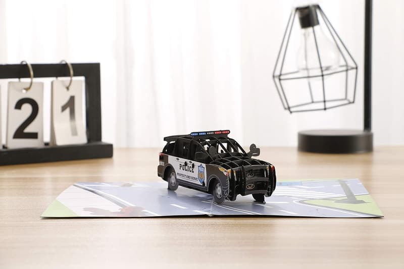 Father's Day 3D Police Car Pop-Up Card for Officers