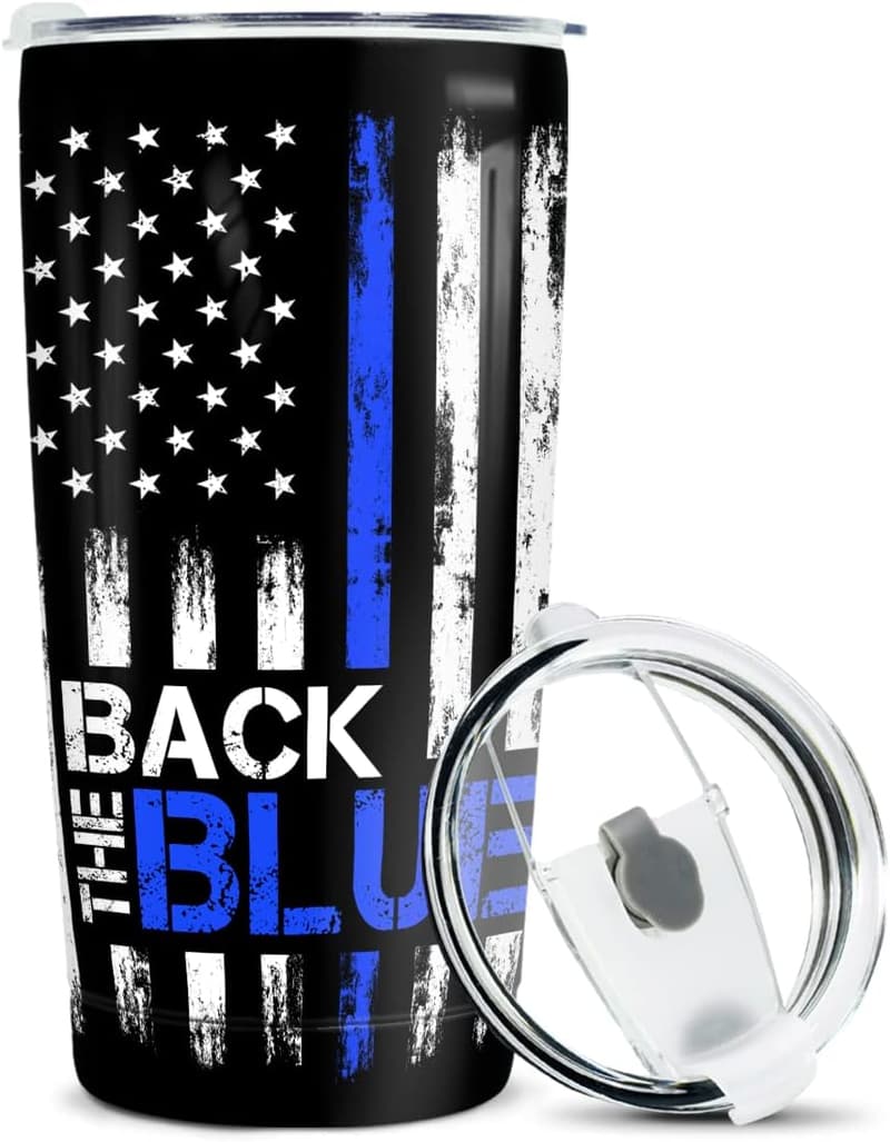 American Flag Tumbler for Police Academy Graduation - 20oz Stainless Steel