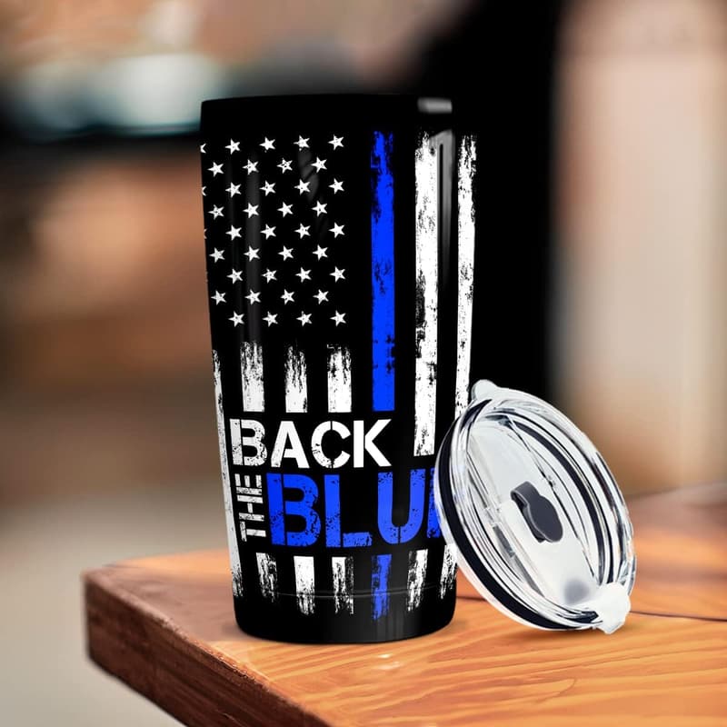 American Flag Tumbler for Police Academy Graduation - 20oz Stainless Steel