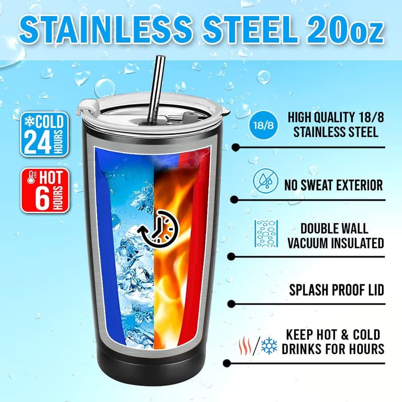 American Flag Tumbler for Police Academy Graduation - 20oz Stainless Steel
