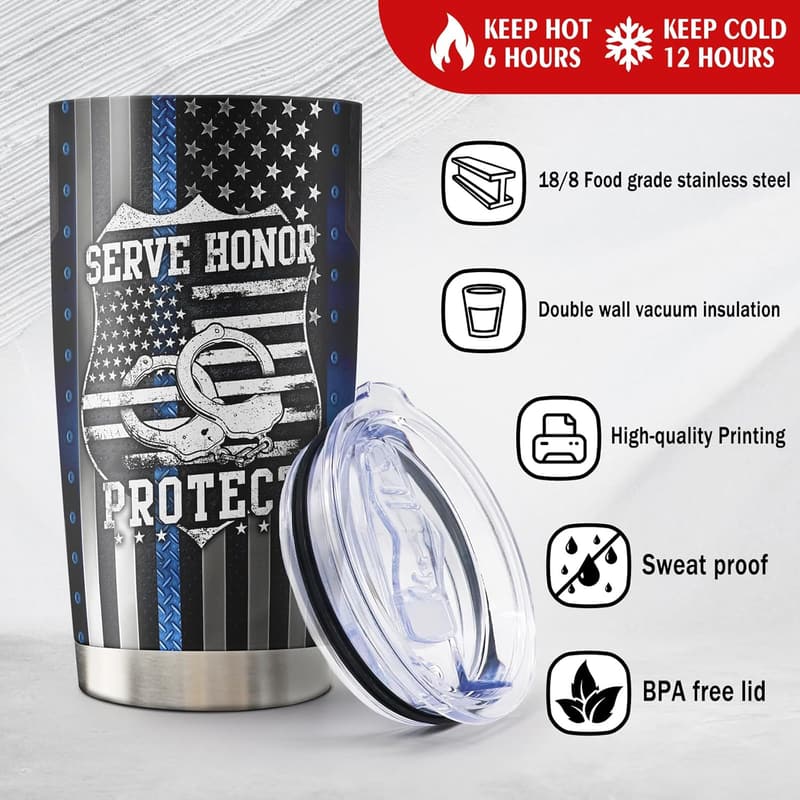 Police Officer Graduation Tumbler, 20oz Gift for Law Enforcement