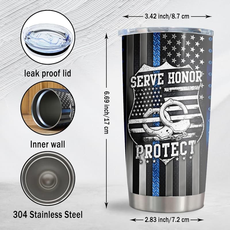 Police Officer Graduation Tumbler, 20oz Gift for Law Enforcement