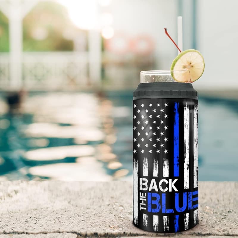 Police Graduation 4-in-1 Tumbler & Can Cooler - Stainless Steel