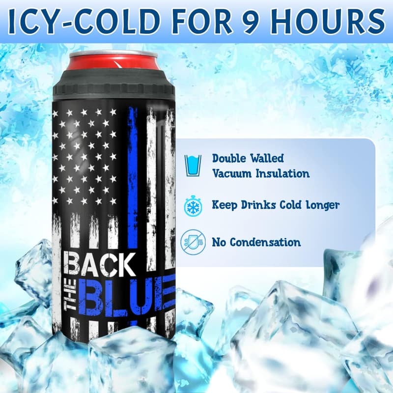 Police Graduation 4-in-1 Tumbler & Can Cooler - Stainless Steel
