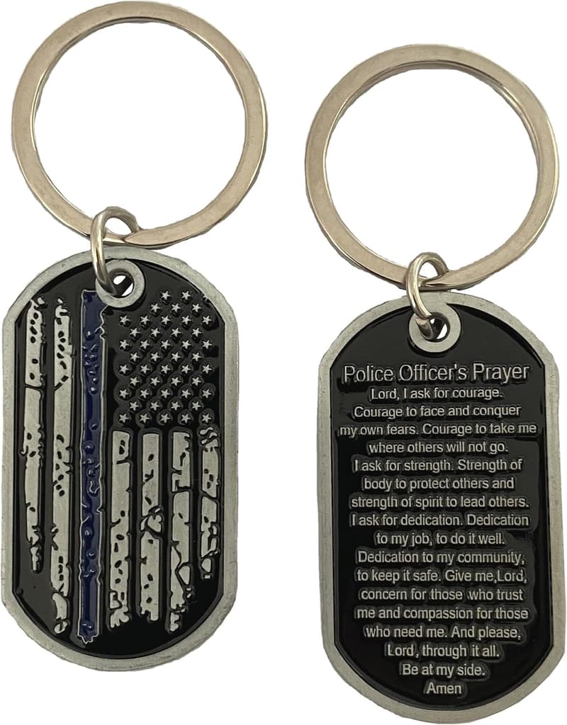 Police Officer's Prayer Challenge Coin Keychain