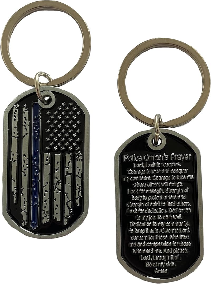 Police Officer's Prayer Challenge Coin Keychain