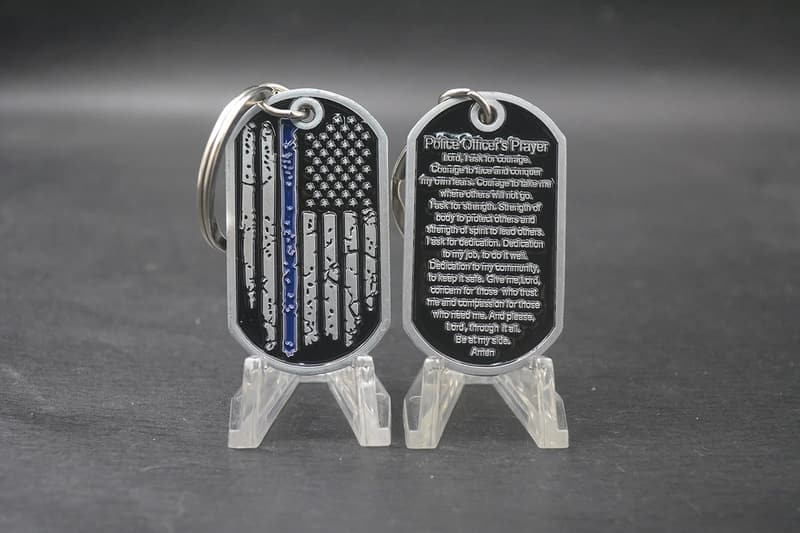 Police Officer's Prayer Challenge Coin Keychain