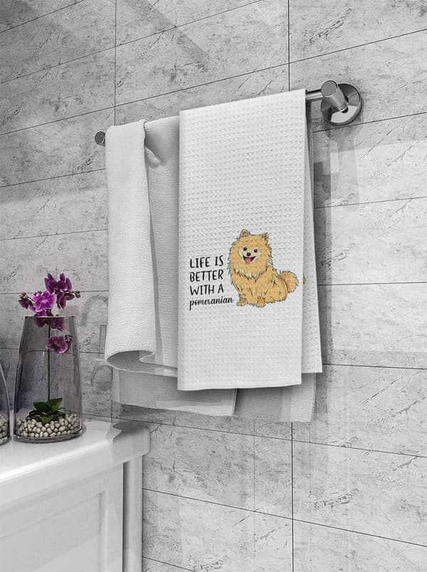 Cute Pomeranian Kitchen Towels - Absorbent Hand Towels for Dog Lovers