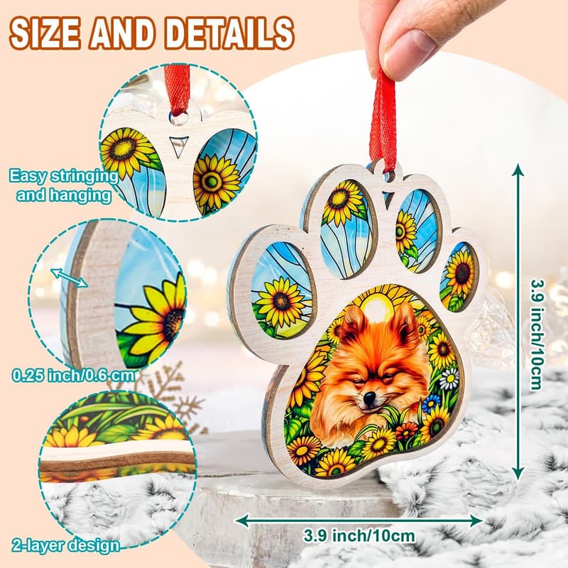 Pomeranian Christmas Suncatcher Ornament for Dog Lovers