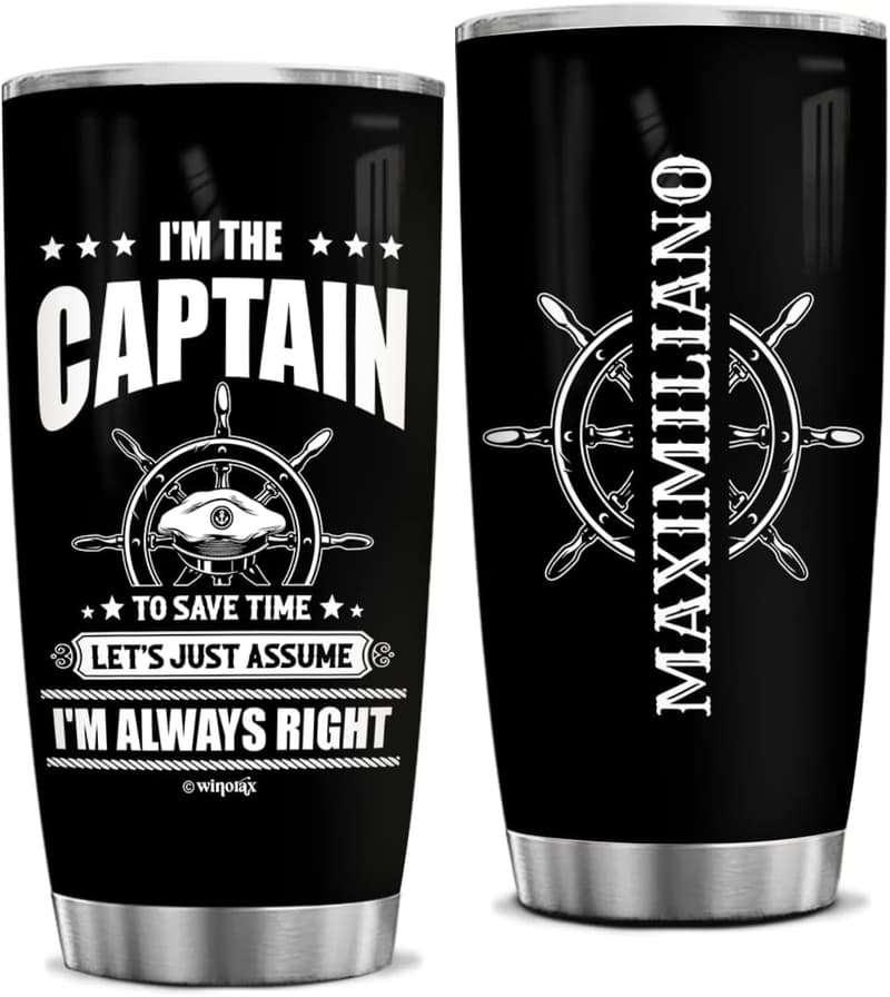 Personalized Captain Tumbler - 20/30 oz Stainless Steel Travel Mug