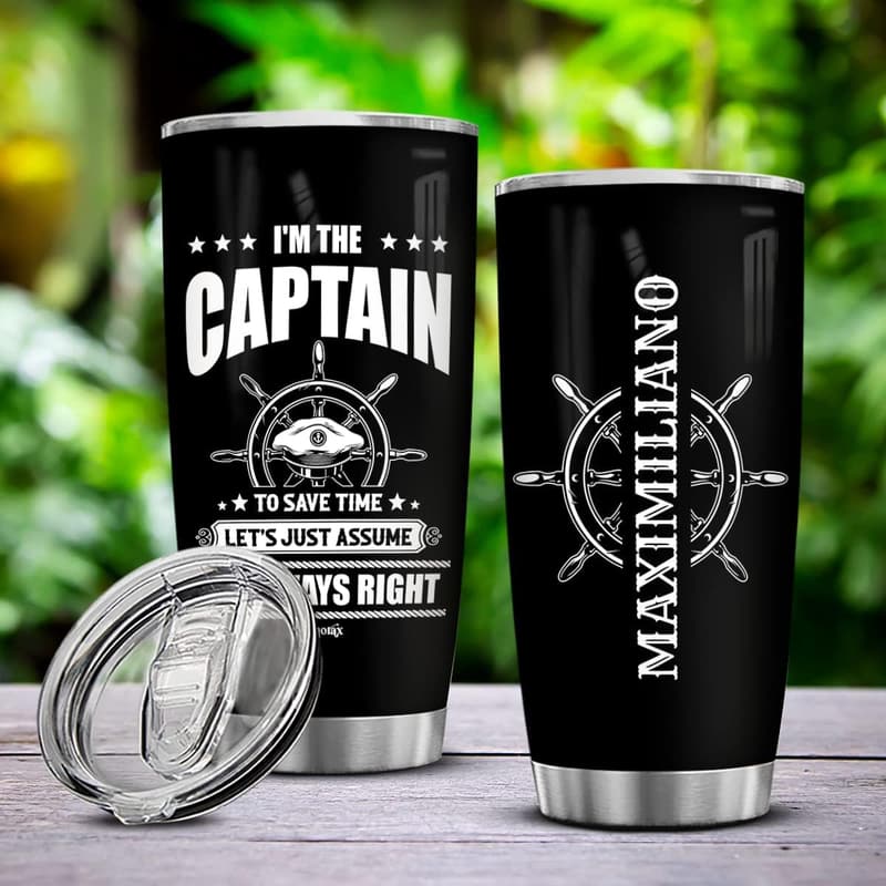 Personalized Captain Tumbler - 20/30 oz Stainless Steel Travel Mug