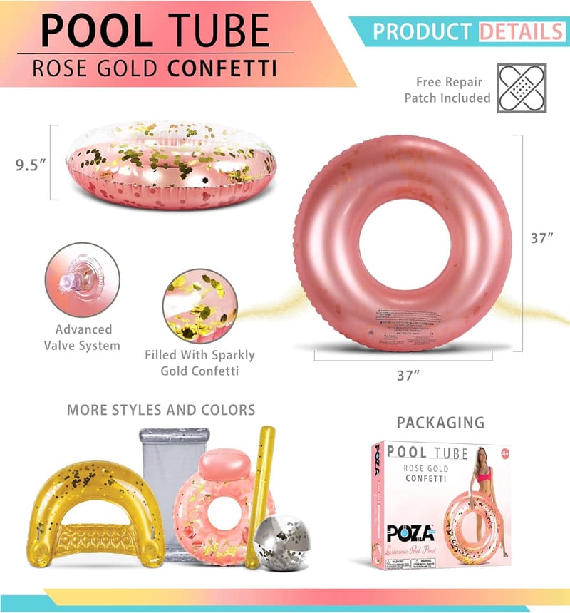 Premium Inflatable Confetti Swim Ring for Pool Parties