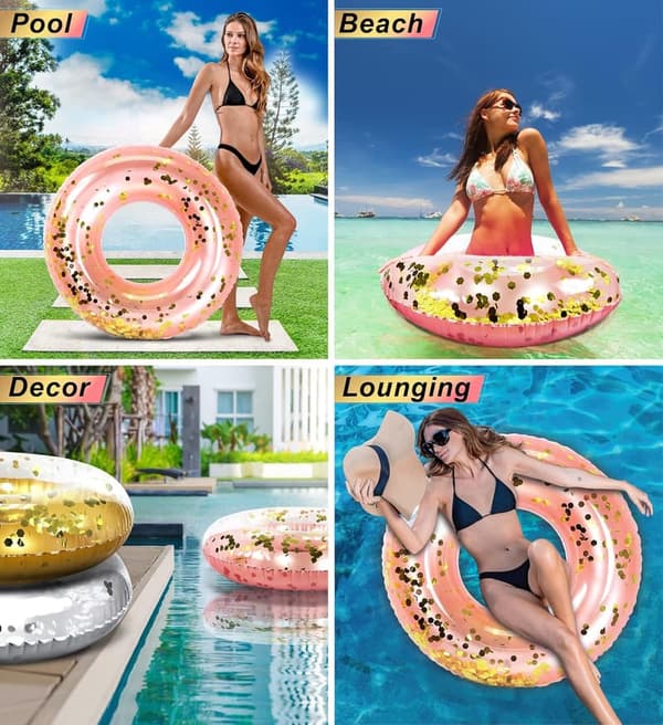 Premium Inflatable Confetti Swim Ring for Pool Parties