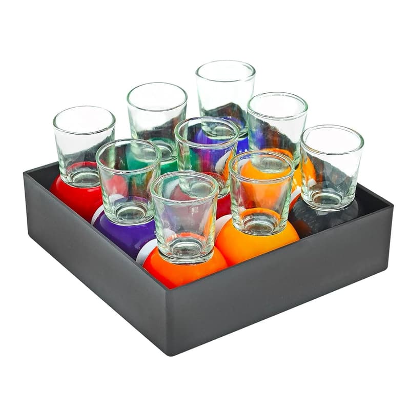 Billiards Pool Ball Shot Glass Set - 9 Colorful Fun Glasses